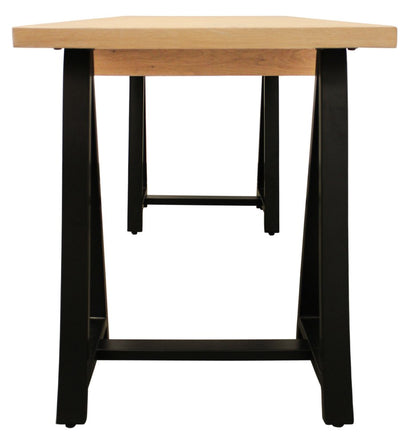 60" Natural and Black Solid Wood and Metal Trestle Executive Desk