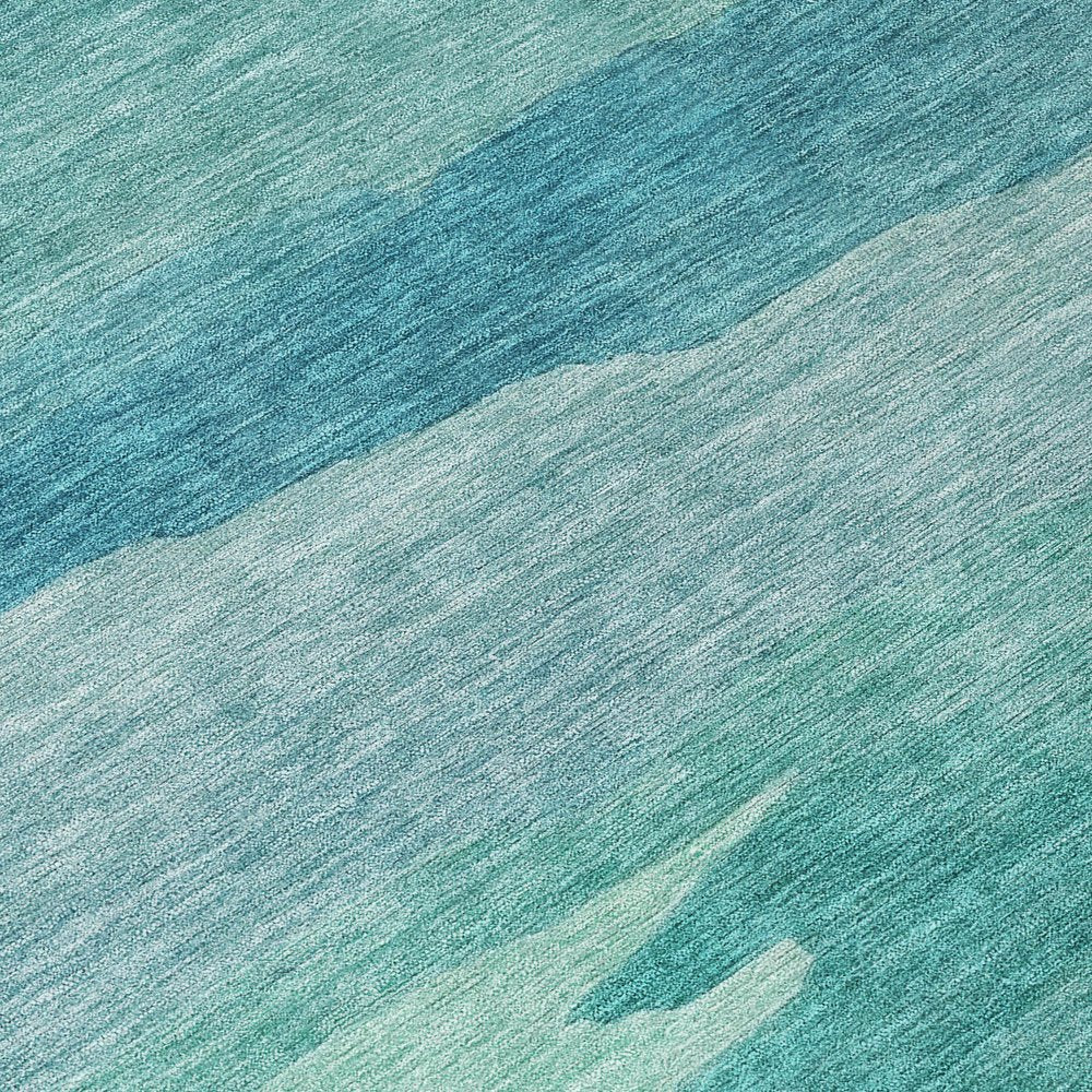 9' X 12' Turquoise Striped Washable Indoor Outdoor Area Rug