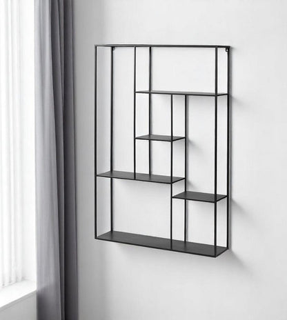 Estante escalonado de pared de metal negro de 39"