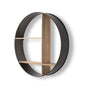 Estante circular de varios niveles de metal y madera, negro y marrón, de 36"