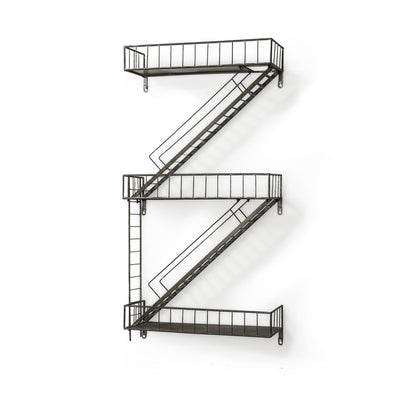 Estante decorativo de pared de metal gris metalizado de 21" con diseño novedoso