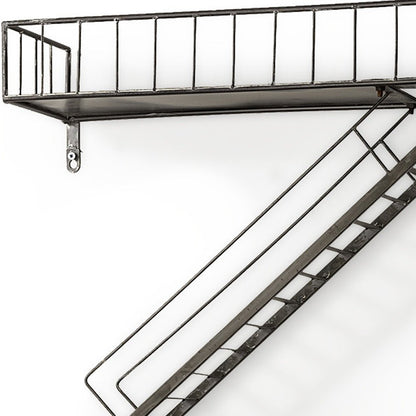 Estante decorativo de pared de metal gris metalizado de 21" con diseño novedoso