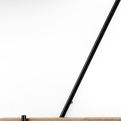 Juego de tres estantes decorativos triangulares de pared de metal y madera maciza, en negro y marrón