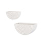 Set of Two White Metal Geometric Half Moon Wall Planters