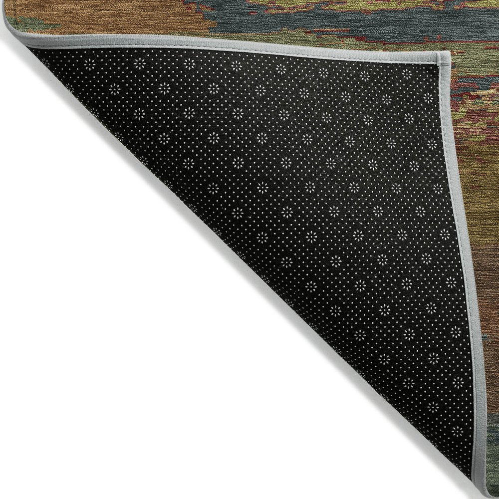 9' X 12' Terra Cotta Abstract Washable Indoor Outdoor Area Rug