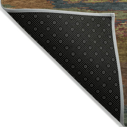 9' X 12' Terra Cotta Abstract Washable Indoor Outdoor Area Rug