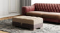 50" Tan and Brown Chenille And Faux Leather Storage Ottoman