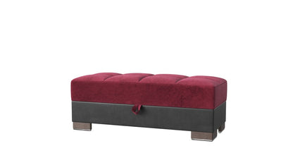50" Burgundy Black Brown Microfiber Tufted Storage Ottoman