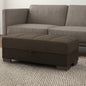 50" Brown and Black Upholstered Fabric And Faux Leather Tufted Storage Ottoman