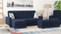 52" Dark Blue and Brown Chenille Tufted Storage Ottoman