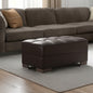 52" Brown Faux Leather Tufted Storage Ottoman