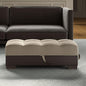52" Sand and Brown Chenille And Faux Leather Storage Ottoman