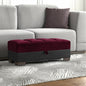 52" Burgundy Black and Brown Faux Leather And Microfiber Tufted Storage Ottoman