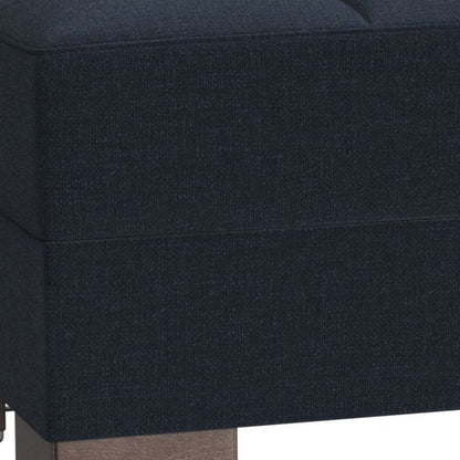 52" Dark Blue and Brown Chenille Tufted Storage Ottoman