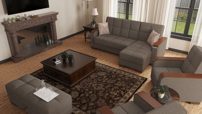 52" Brown Chenille Tufted Storage Ottoman