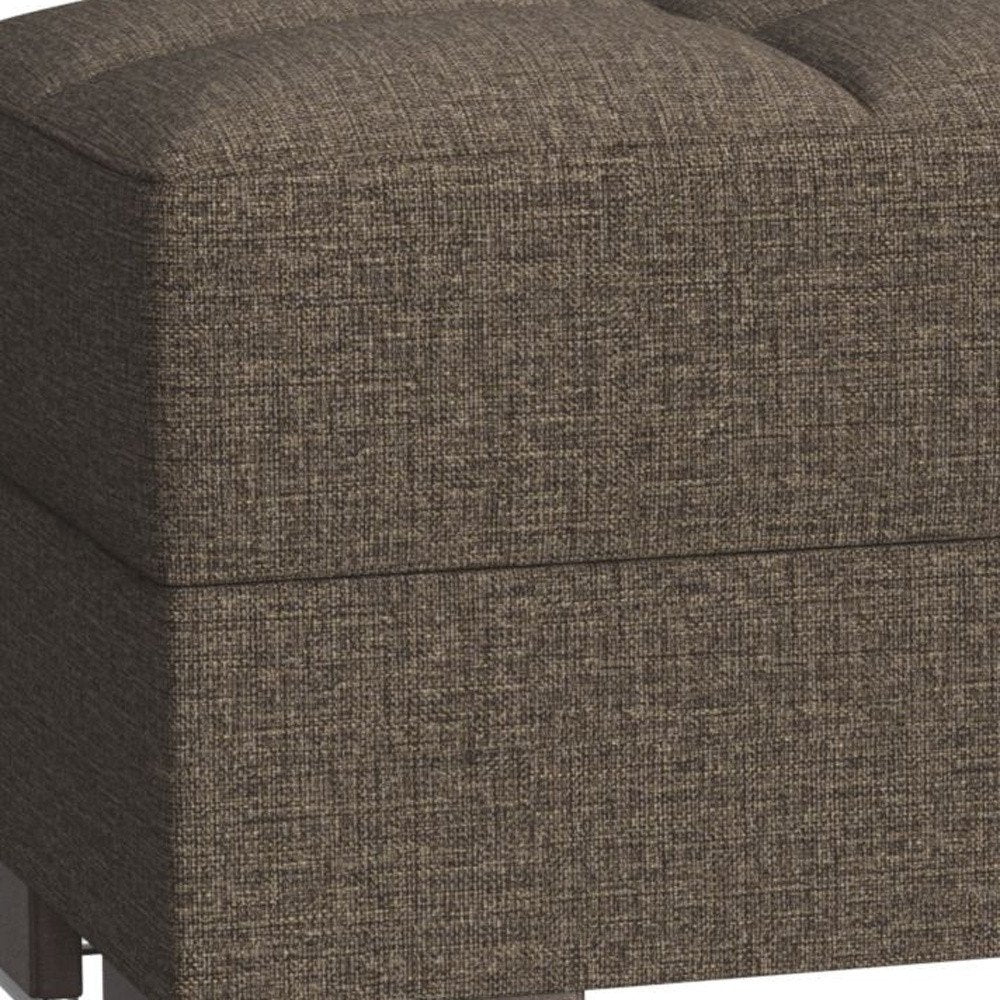 52" Brown Chenille Tufted Storage Ottoman