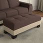 48" Brown and Cream Faux Leather And Microfiber Tufted Storage Ottoman