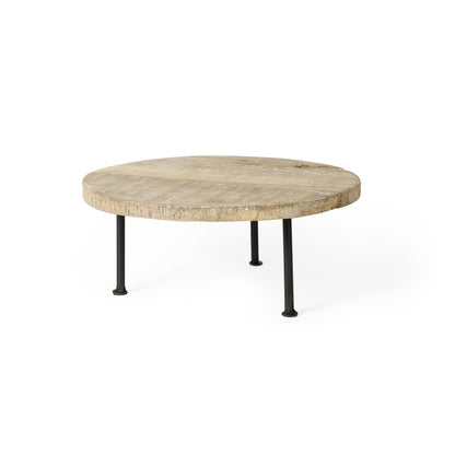 Bandeja elevadora redonda de madera maciza de 15" hecha a mano, de color marrón claro y negro