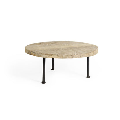 Bandeja elevadora redonda de madera maciza de 15" hecha a mano, de color marrón claro y negro