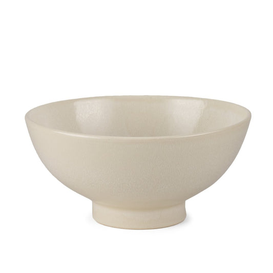 12" Cream Ceramic Round Pedestal Centerpiece Bowl