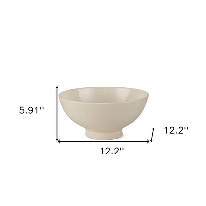 12" Cream Ceramic Round Pedestal Centerpiece Bowl