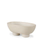 8" Cream Ceramic Oval Pedestal Centerpiece Bowl