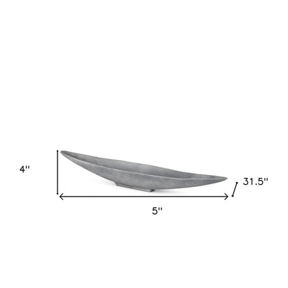 Cuenco central ovalado de aluminio fundido gris de 32"