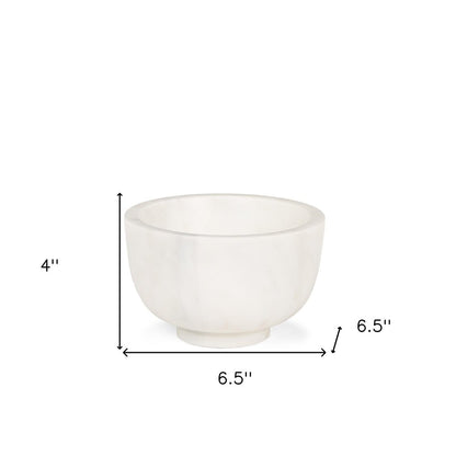 7" White Marble Round Decorative Bowl
