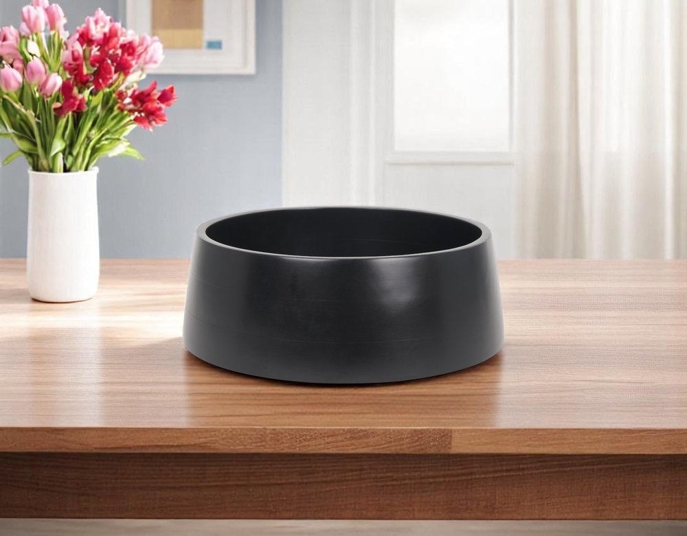 Cuenco redondo de madera negra de 14" para centro de mesa