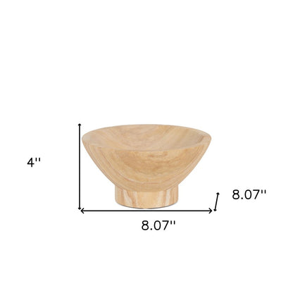 Cuenco de centro de mesa con pedestal redondo de arenisca beige de 8"
