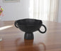 Cuenco de centro de mesa con pedestal redondo de metal negro de 11"