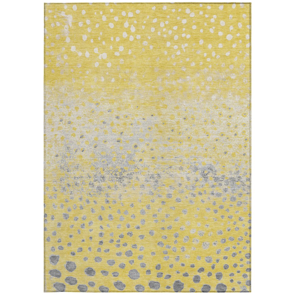 9' X 12' Yellow And Gold Abstract Washable Indoor Outdoor Area Rug