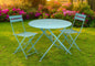Three Piece Teal Blue Round Metal Dining Set with Two Chairs