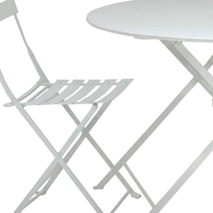 Three Piece White Round Metal Dining Set with Two Chairs