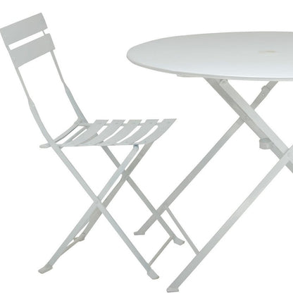 Three Piece White Round Metal Dining Set with Two Chairs