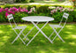 Three Piece White Round Metal Dining Set with Two Chairs