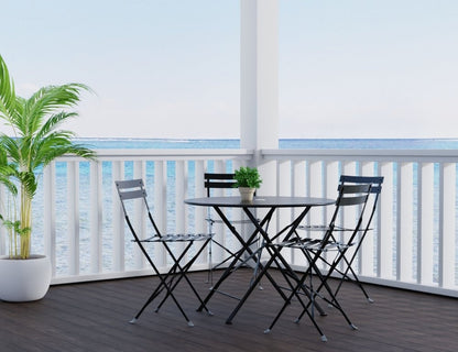 Five Piece Black Round Metal Dining Set with Four Chairs