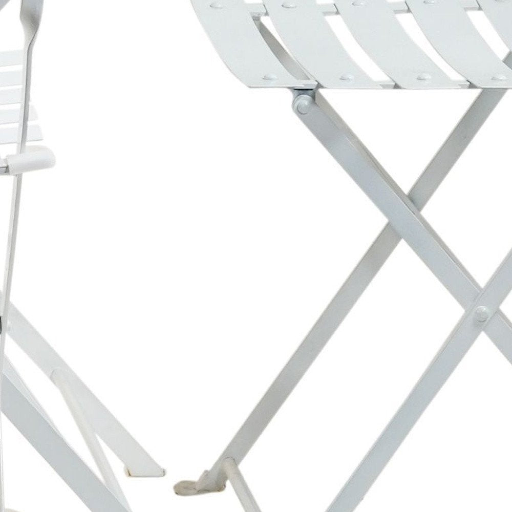 Five Piece White Round Metal Dining Set with Four Chairs