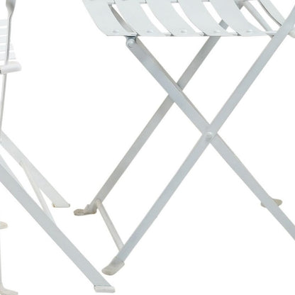 Five Piece White Round Metal Dining Set with Four Chairs