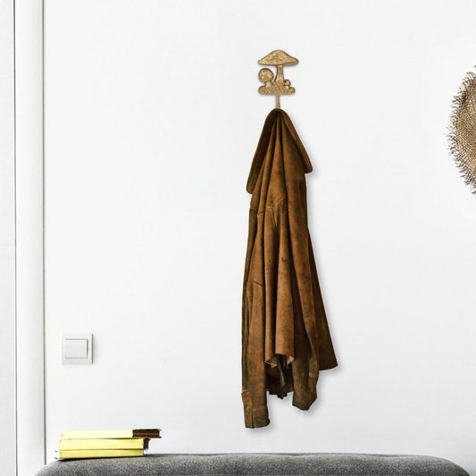 Gancho de pared con forma de hongo de hierro fundido dorado de 4"
