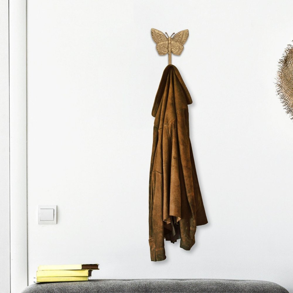 Gancho de pared de mariposa de hierro fundido dorado de 5"