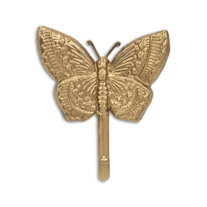 Gancho de pared de mariposa de hierro fundido dorado de 5"