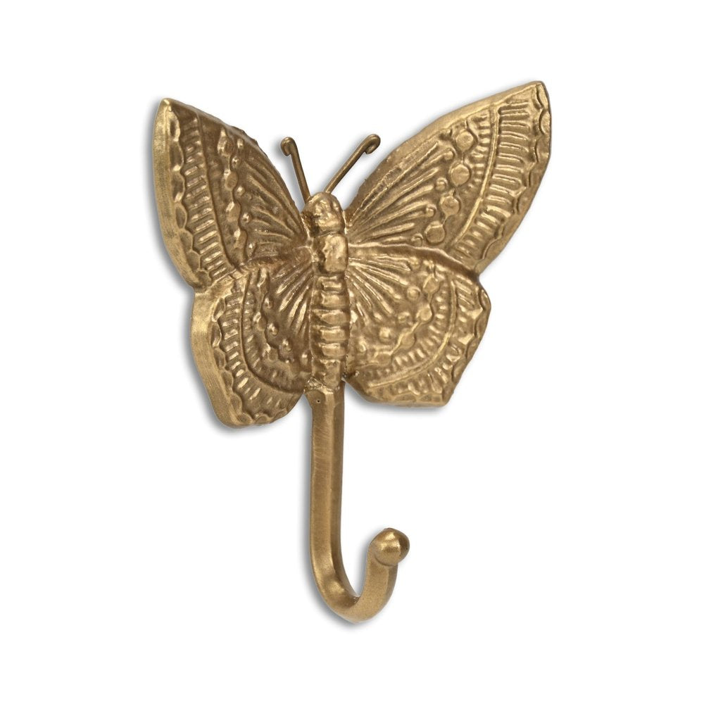 Gancho de pared de mariposa de hierro fundido dorado de 5"