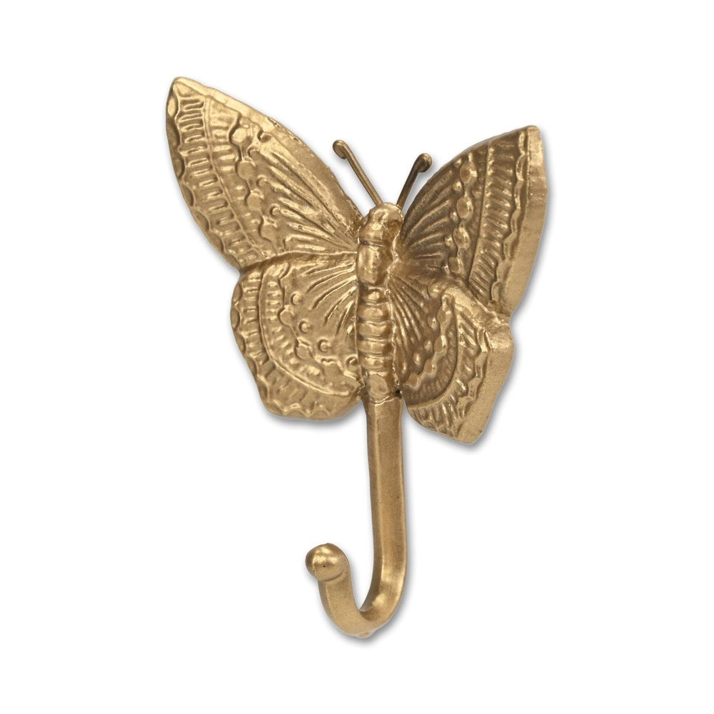 Gancho de pared de mariposa de hierro fundido dorado de 5"