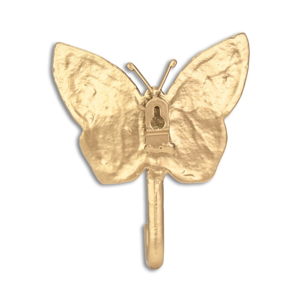 Gancho de pared de mariposa de hierro fundido dorado de 5"