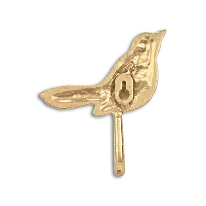 Gancho de pared de hierro fundido dorado de 5" con forma de pájaro