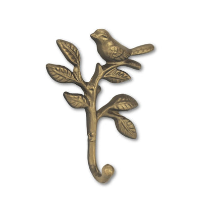 Gancho de pared de hierro fundido dorado envejecido de 5" con forma de pájaro