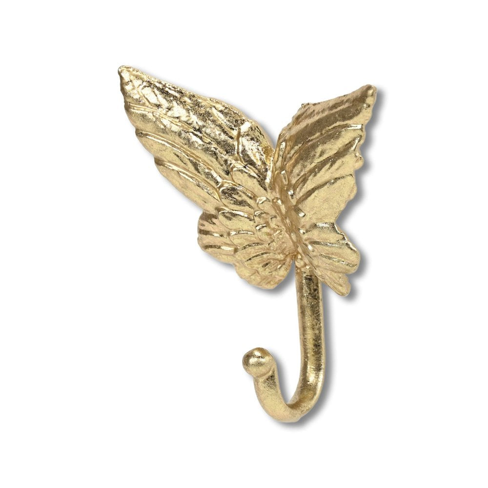 Gancho de pared de mariposa de hierro fundido dorado de 5"