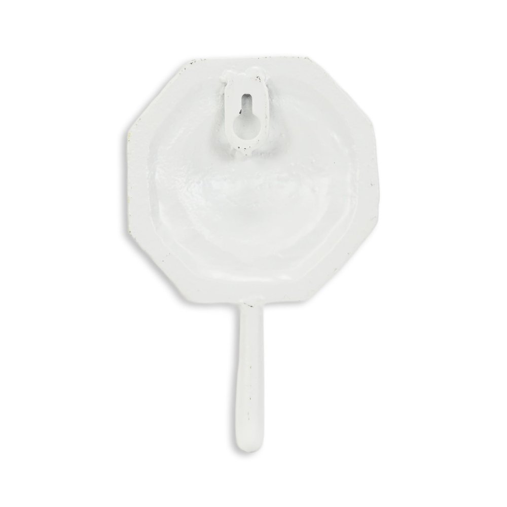 Gancho de pared de hierro fundido blanco y perlado de 4" con forma de dólar de arena