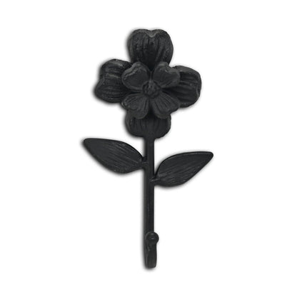 Gancho de pared con forma de flor de hierro fundido negro de 4"